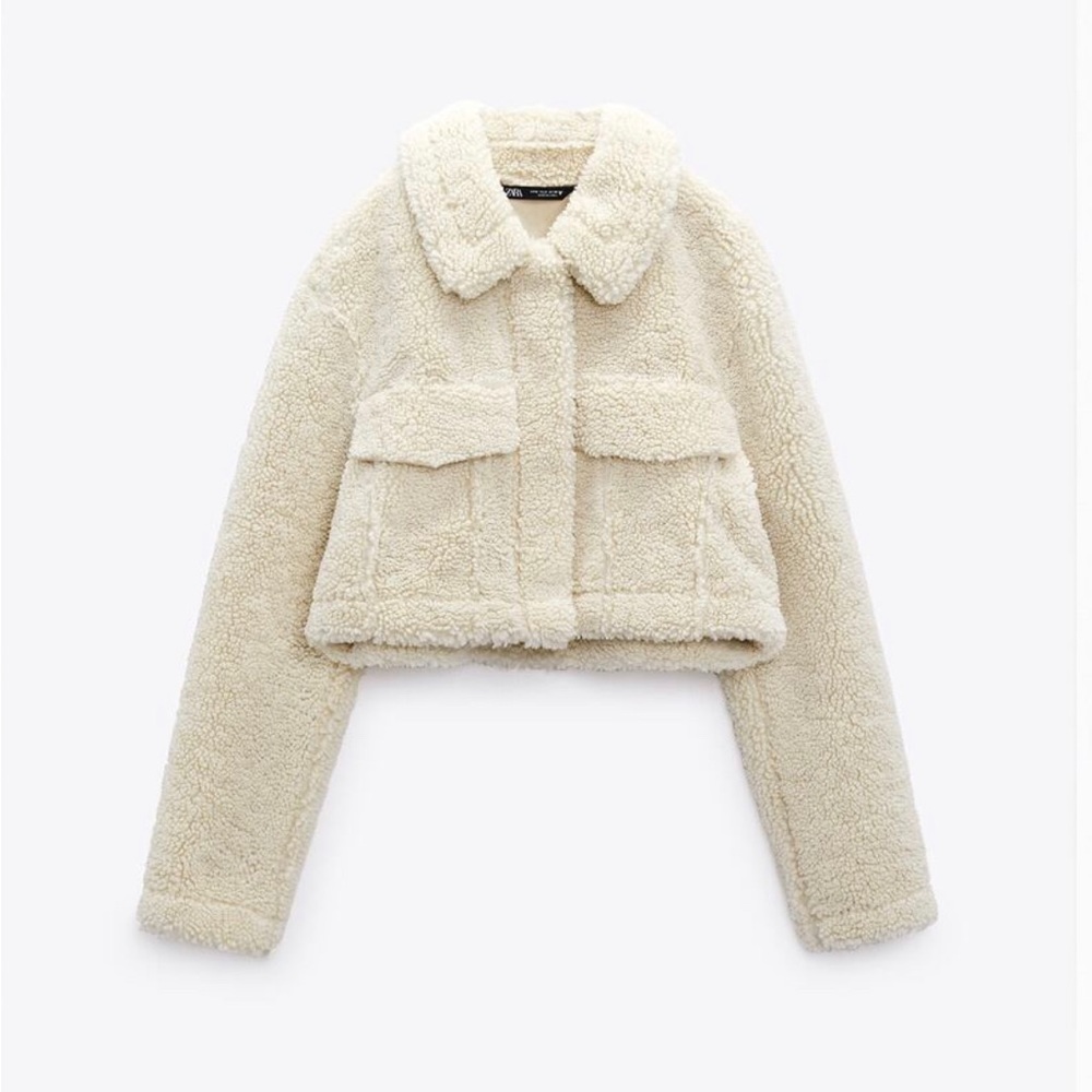Zara cropped Sherpa coat